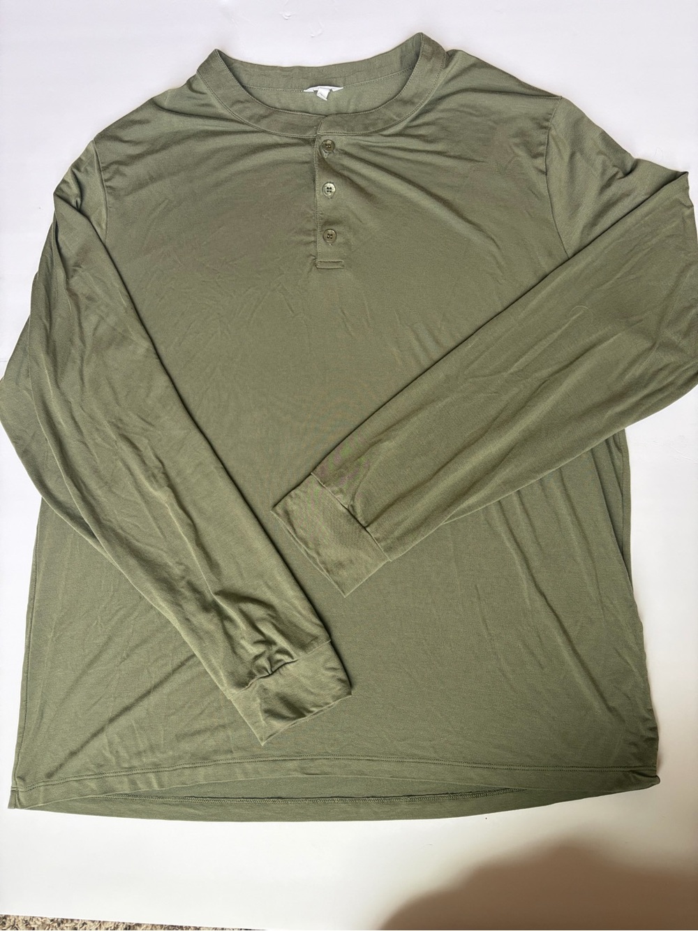 Eberjey Men's Henry Olive TENCEL Modal Long Sleeve Henley Sleep Shirt L
